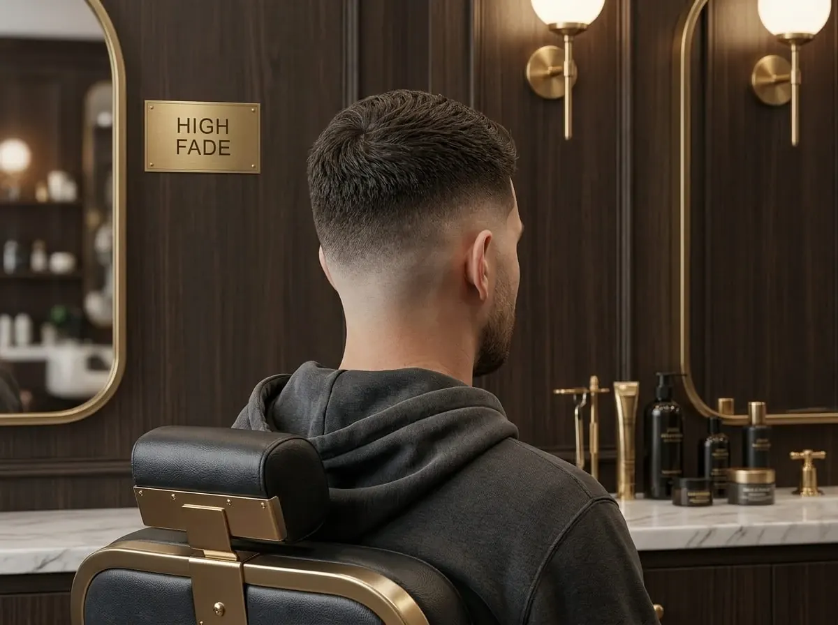 Coupe High Fade réalisée par un barbier professionnel à domicile en Guyane française