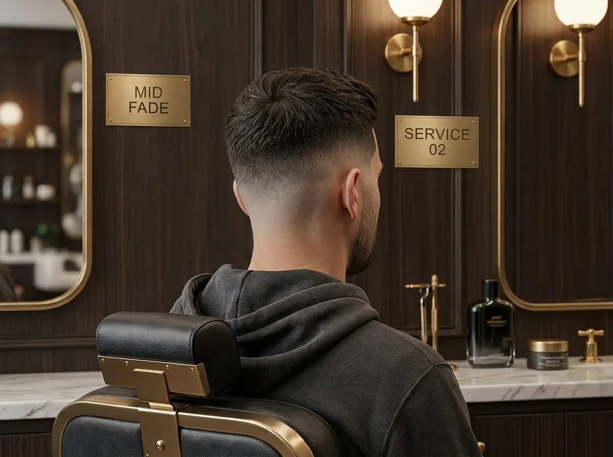 Coupe Mid Fade réalisée par un barbier professionnel à domicile en Guyane française