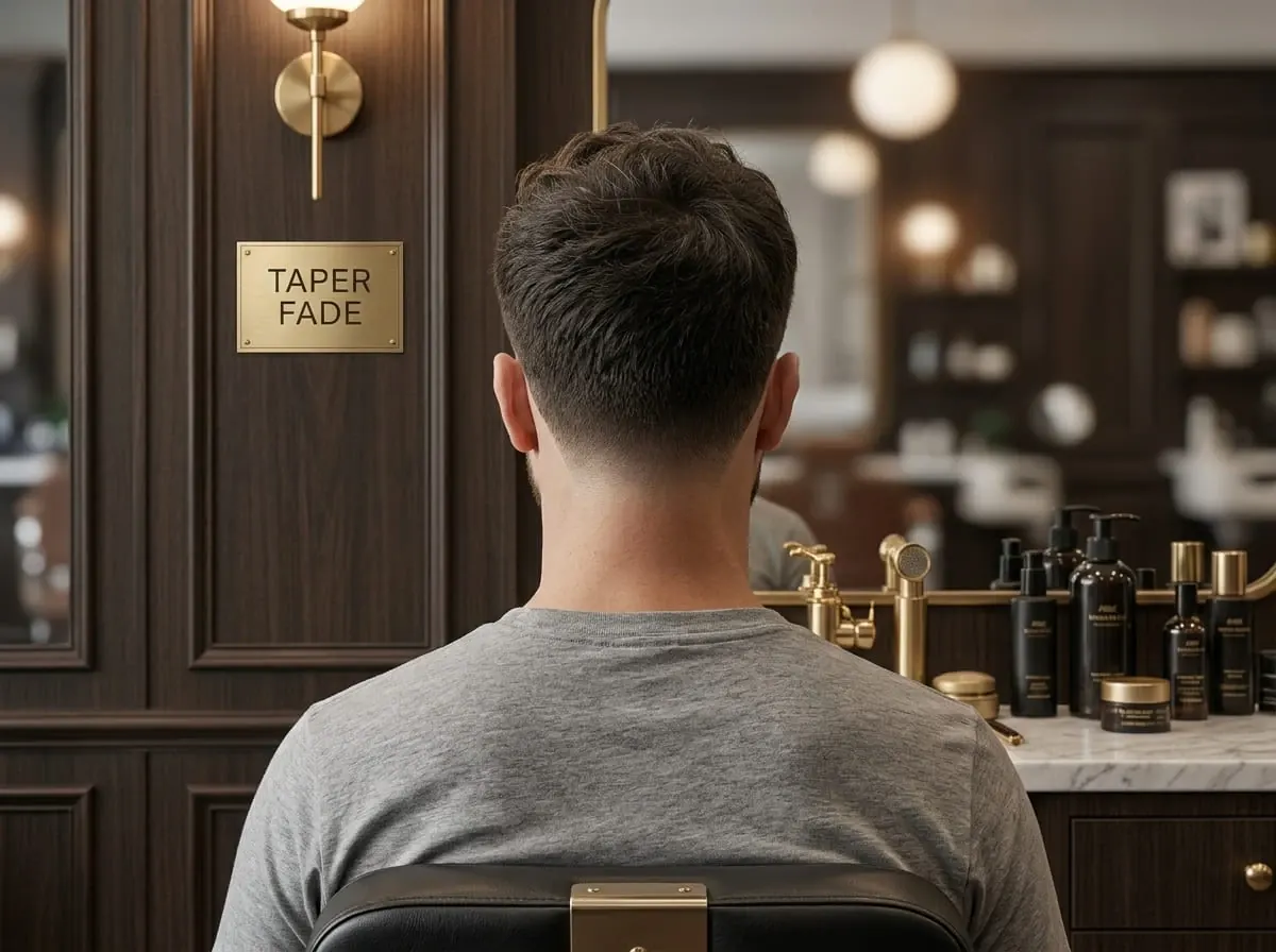Coupe Taper Fade réalisée par un barbier professionnel à domicile en Guyane française
